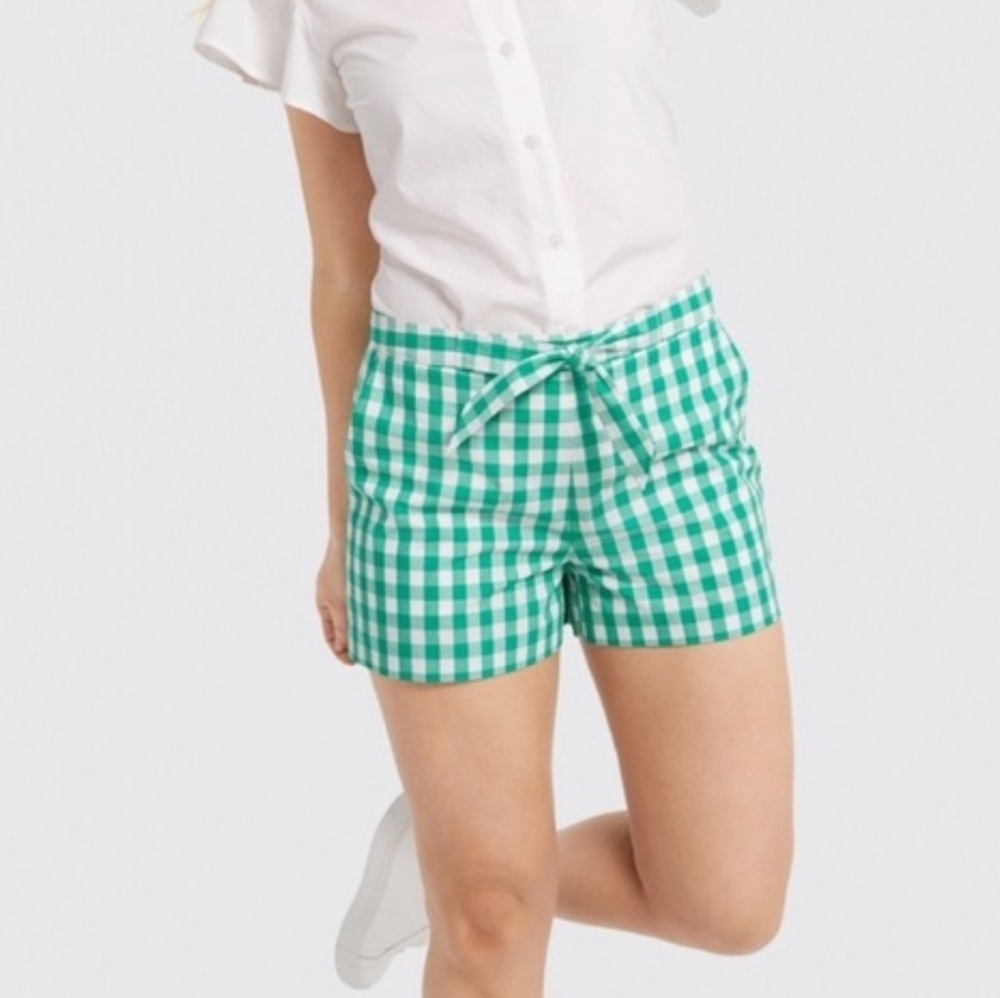 Draper James Dolly green white gingham shorts 12 s